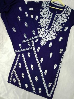 Arham Chikan Hand Embroidered Rayon Lucknowi Chikankari Kurta Set