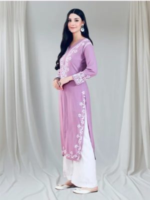 Arham Chikan Hand Embroidered Reyon...