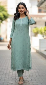 Arham Chikan Hand Embroidered Viscose Lucknowi Chikankari Kurta-